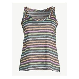 Joyspun Women's Hacci Knit Tank Top, color : grey stripe